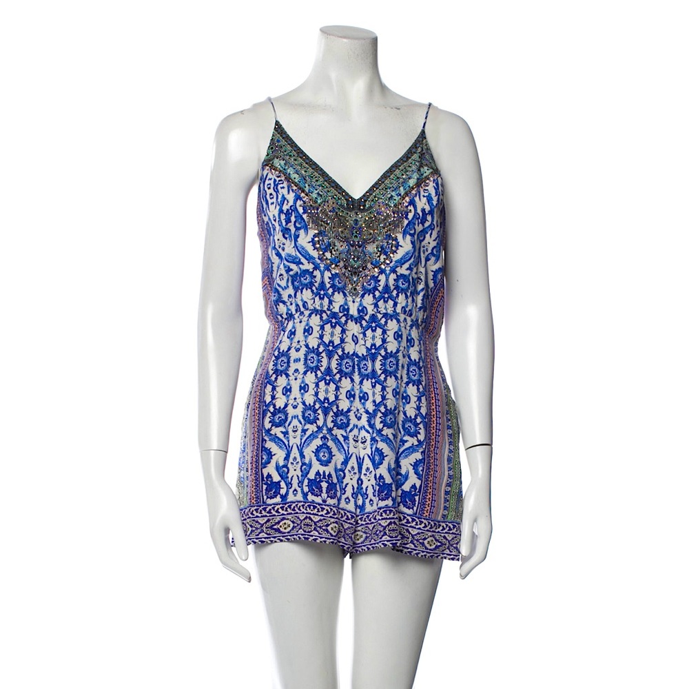 Camilla 100% Silk Printed Romper with belt
Size: S